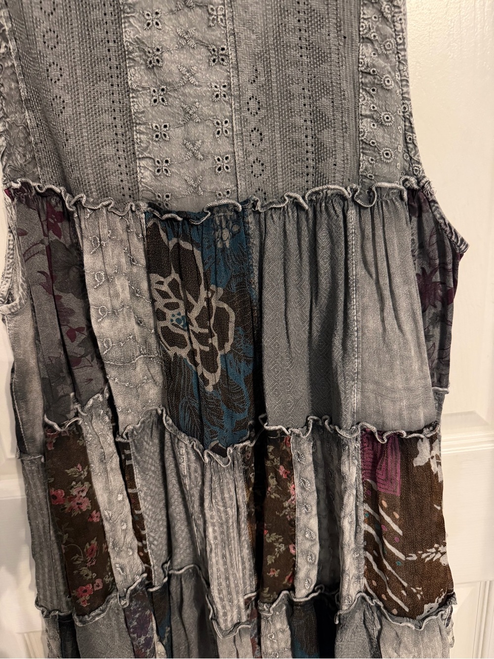 Young Threads Boho Patchwork Sleeveless Tunic/Dress in Slate. Size XL. NWT. - Picture 9 of 13
